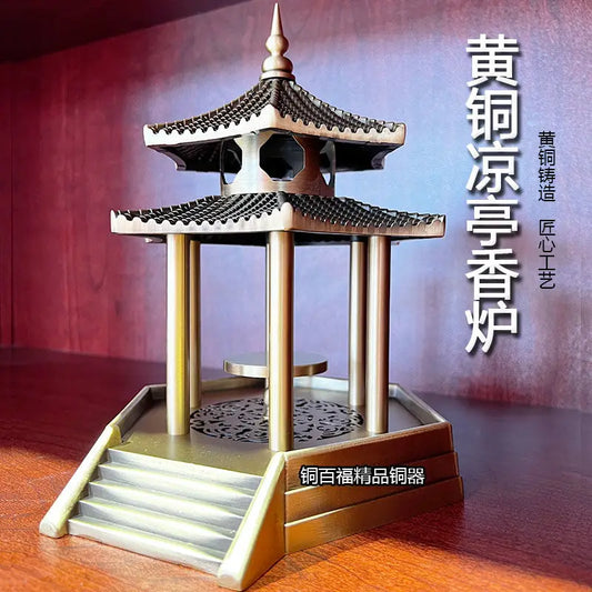 "DecorBites™ Zen Weihrauchbrenner aus Messing & Dekorative Kollektion antiker Pavillons"