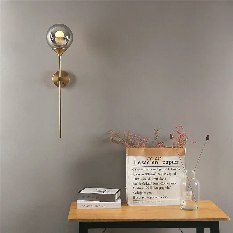 Decorbites™ Goldene Glas-Kugel-LED-Wandleuchten mit Touch-Schalter, modernes nordisches Dekor-Beleuchtung