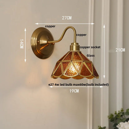 Decorbites™ Grünes Glas LED Wandapplikation mit Kupferknopf-Schalter Vintage-Loft-Treppenlicht