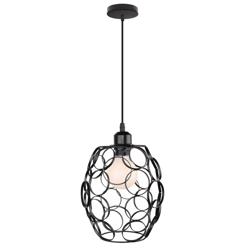 Vintage Black Metal Wire Cage Pendant Light