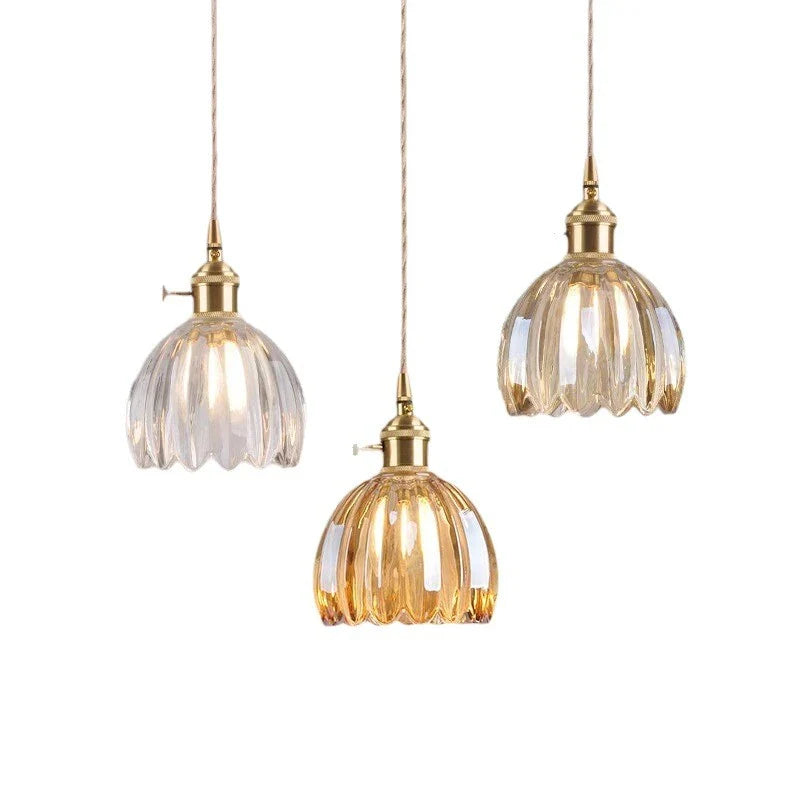 Vintage Champagne Glass Pendant Light With Iron Finish