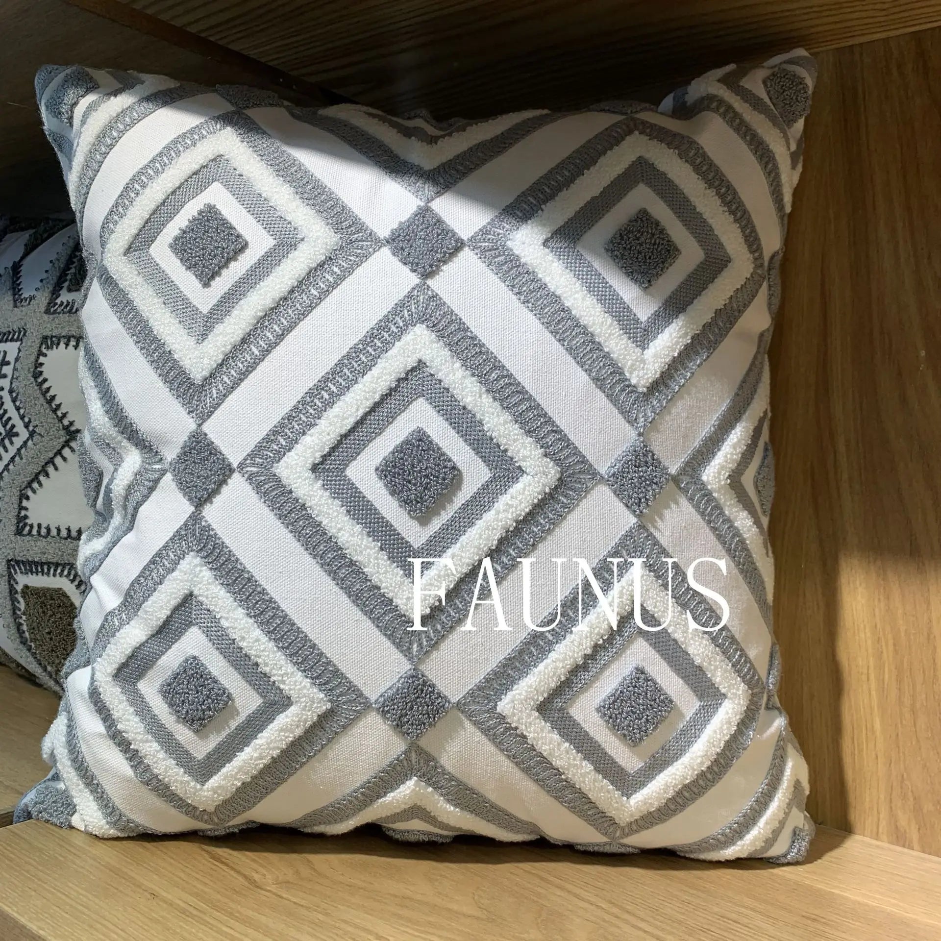 Leaf Embroidered Cotton Cushions