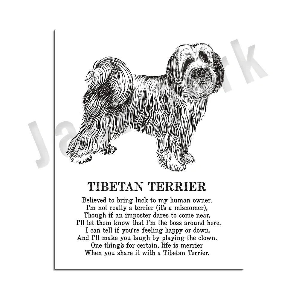 Decorbites™ Gemütliche Hunde-Kollektion: Hundepoesie-Poster mit Lhasa, Schäferhund, Terrier, Bulldogge, Tibetischer, Yorkie