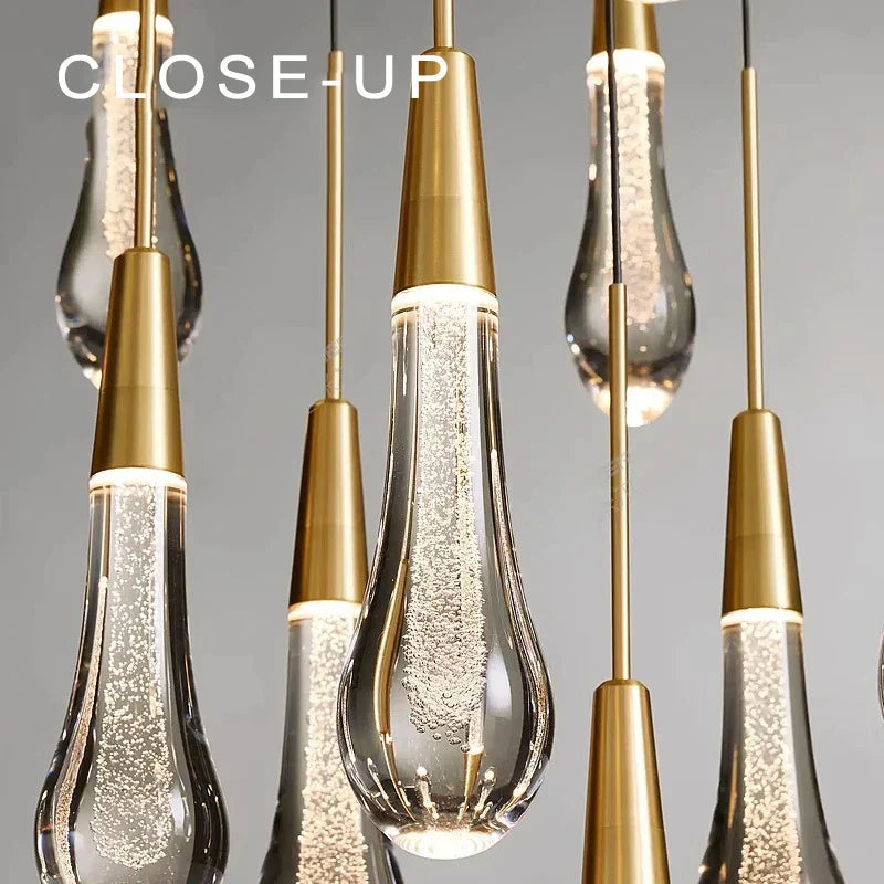 DecorBites™ Crystal Water-drop Chandelier Light Fixture - Luxury Stairwell Decor