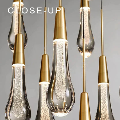 DecorBites™ Crystal Water-drop Chandelier Light Fixture - Luxury Stairwell Decor