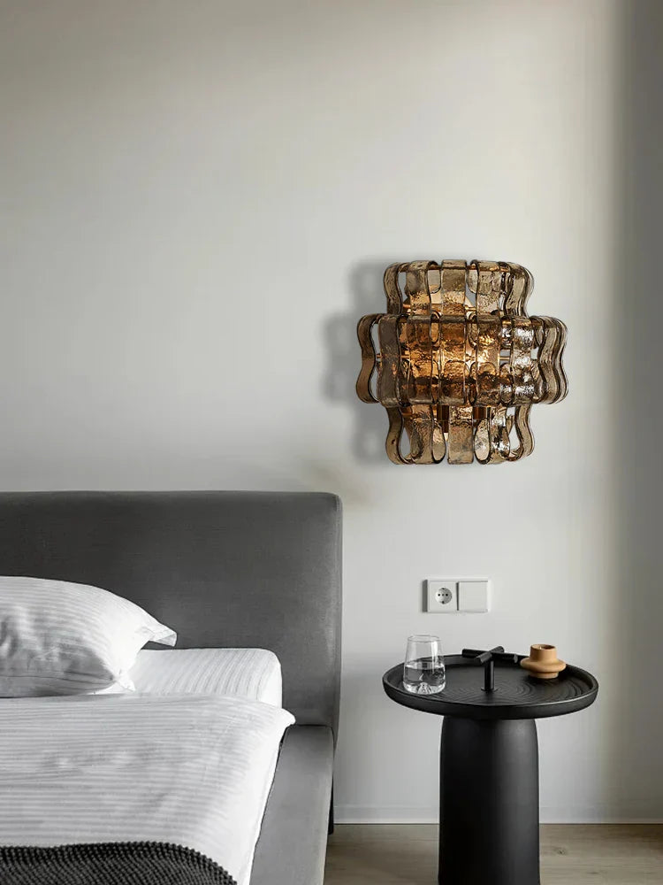 Decorbites™ Dunkelbraune Glas-Wandleuchter, LED-Dekoration für Wohnzimmer, Gang, Nachttisch
