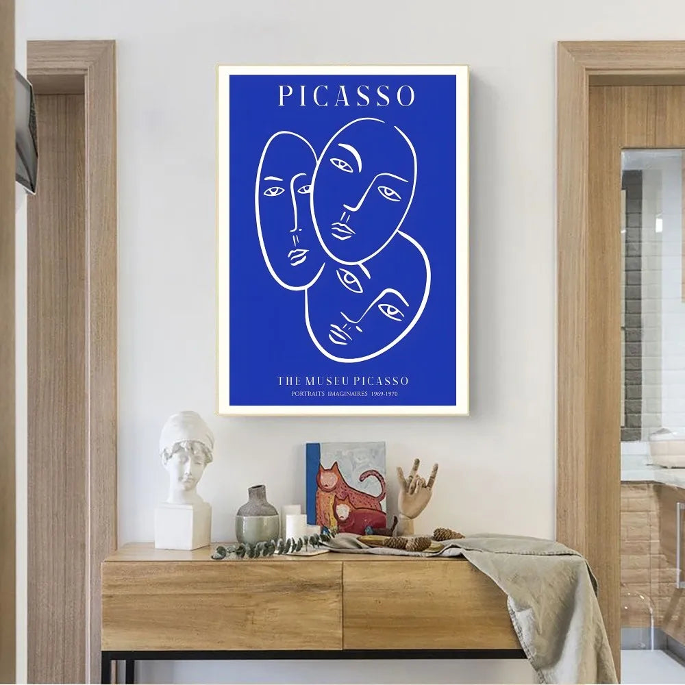 Abstract Klein Blue Simple Poster Wall Art Posters Vintage Canvas Prints Poster for Home Decoration Living Room Bedroom Decor