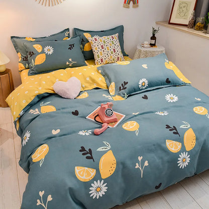 DecorBites™ Cotton Printed Bedding Set: Thick & Cozy Single Bedclothes for Adults & Kids