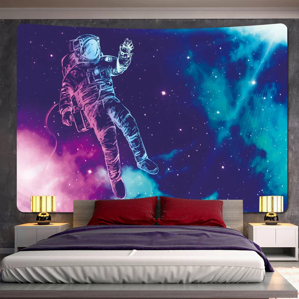 DecorBites™ Futuristic Astronaut Tapestry Wall Hanging - Boho Room Decor for Hip Beach Vibe