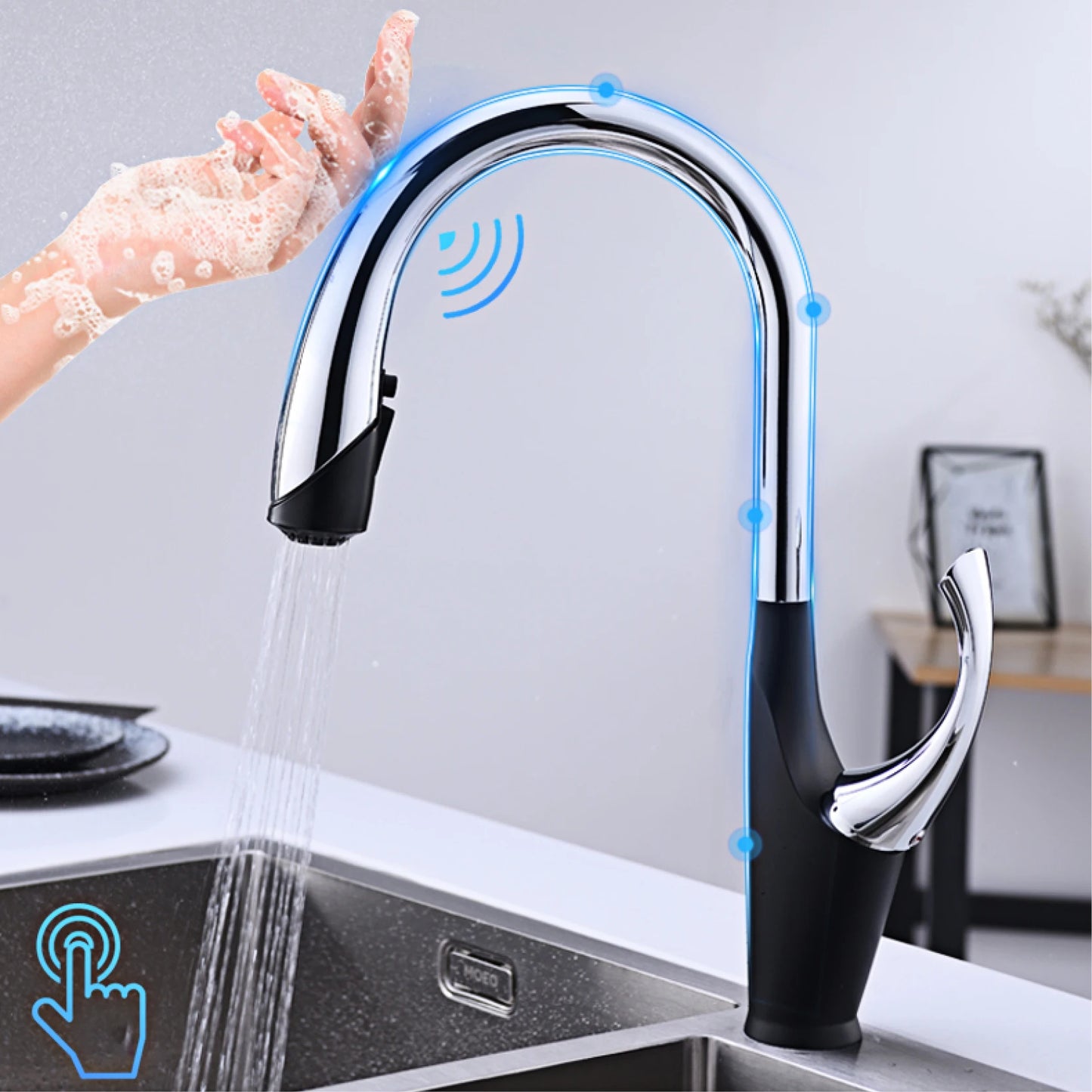 Pull Out Kitchen Faucet – Touch Control Brass Mixer Tap