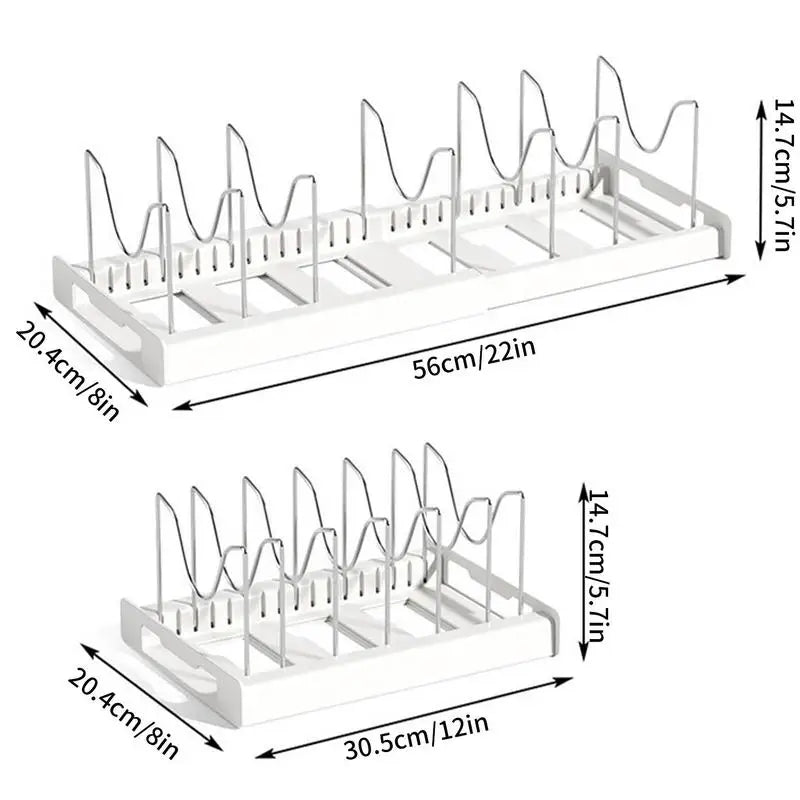 Decorbites™ Küchenorganizer: Erweiterbarer Stauraum für Schränke mit Schublade und Einsatz für Schneidebrett