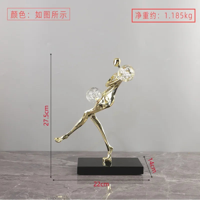 Decorbites™ Goldener Mann Tanzende Kristallkugel Akrobatik-Skulptur-Figur zur Heimdekoration