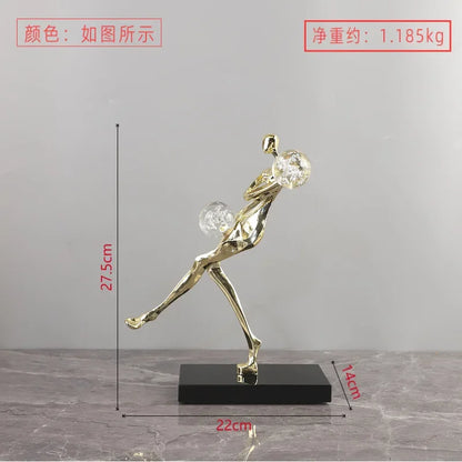 Decorbites™ Goldener Mann Tanzende Kristallkugel Akrobatik-Skulptur-Figur zur Heimdekoration