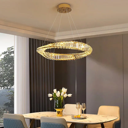 DecorBites™ Crystal LED Chandelier for Home Dining Room Kitchen Gold Lustres