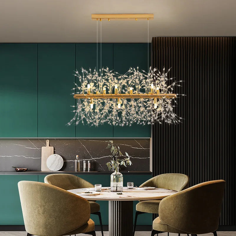 Decorbites™ Löwenzahn-LED-Kronleuchter, moderner Kristall-Edelstahl-Deckenleuchter