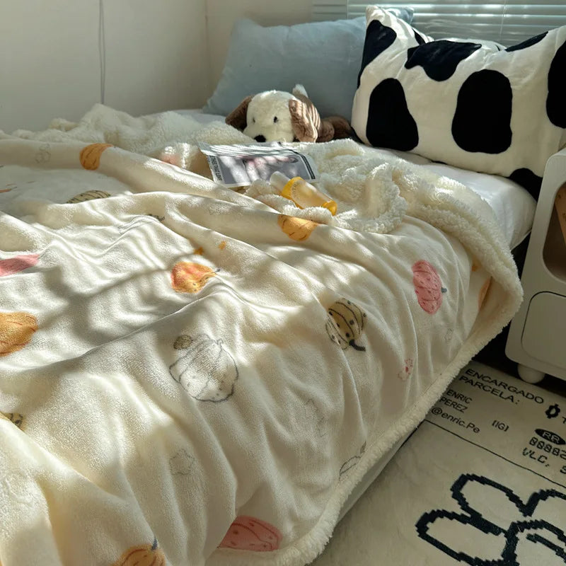 Coral Velvet Cartoon Blanket