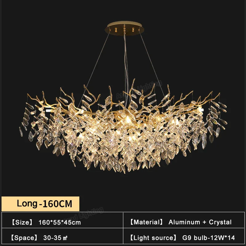Gold Branch Crystal Chandelier Round150cm