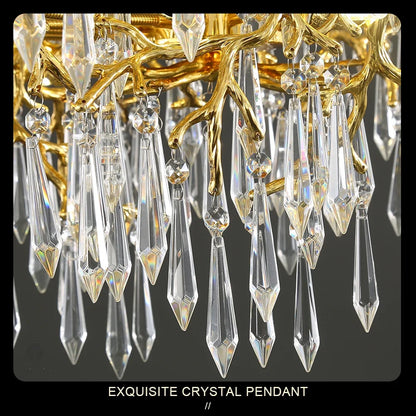 Decorbites™ Goldener Kristall-Kronleuchter – Moderner Luxus-Langlicht für Küche, Esszimmer, Wohnzimmer, Schlafzimmer