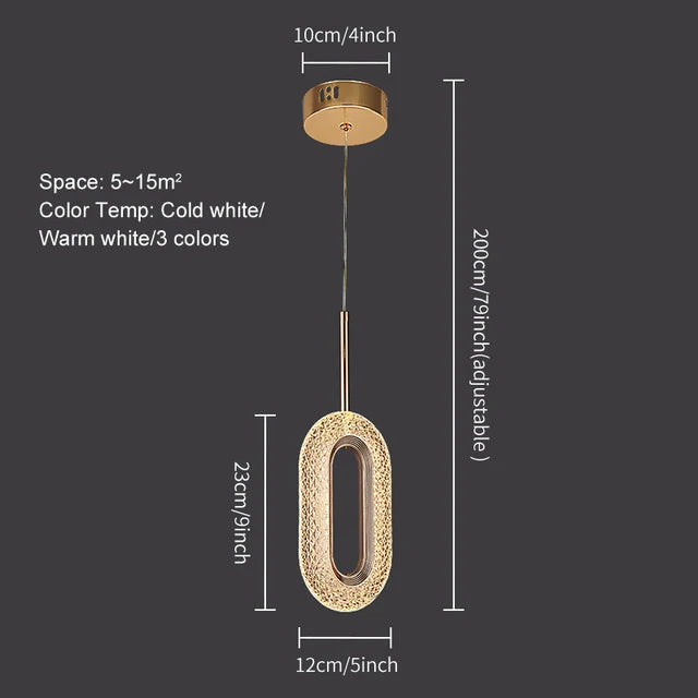 Decorbites™ Kristall-Oval-Goldring-Anhänger-Lampe-Kronleuchter für Wohnzimmer & Schlafzimmer