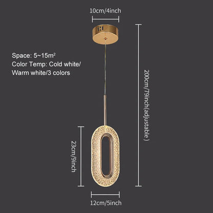 Decorbites™ Kristall-Oval-Goldring-Anhänger-Lampe-Kronleuchter für Wohnzimmer & Schlafzimmer