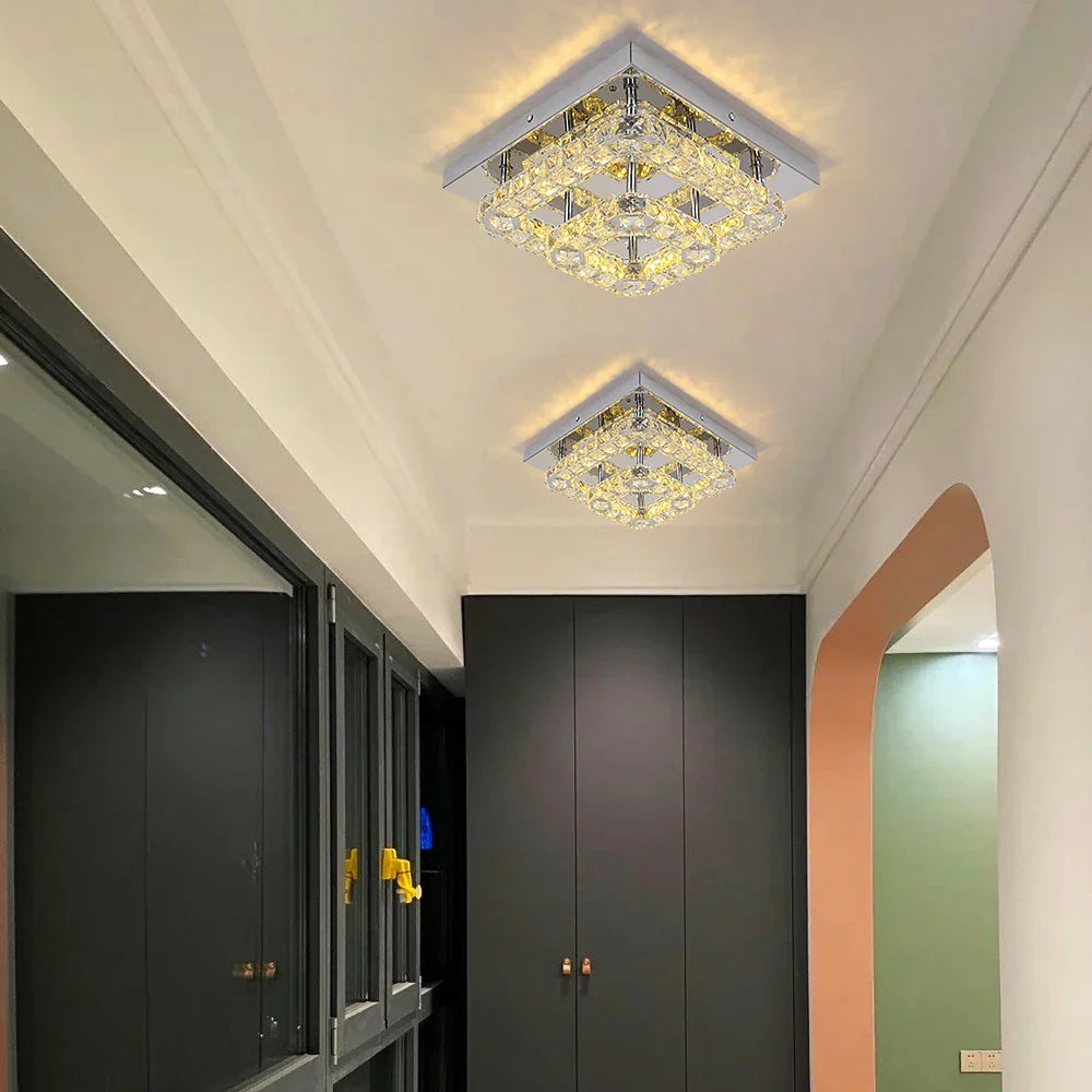 DecorBites™ Crystal LED Square Chandelier Ceiling Lamp for Bedroom Living Room Home Decor
