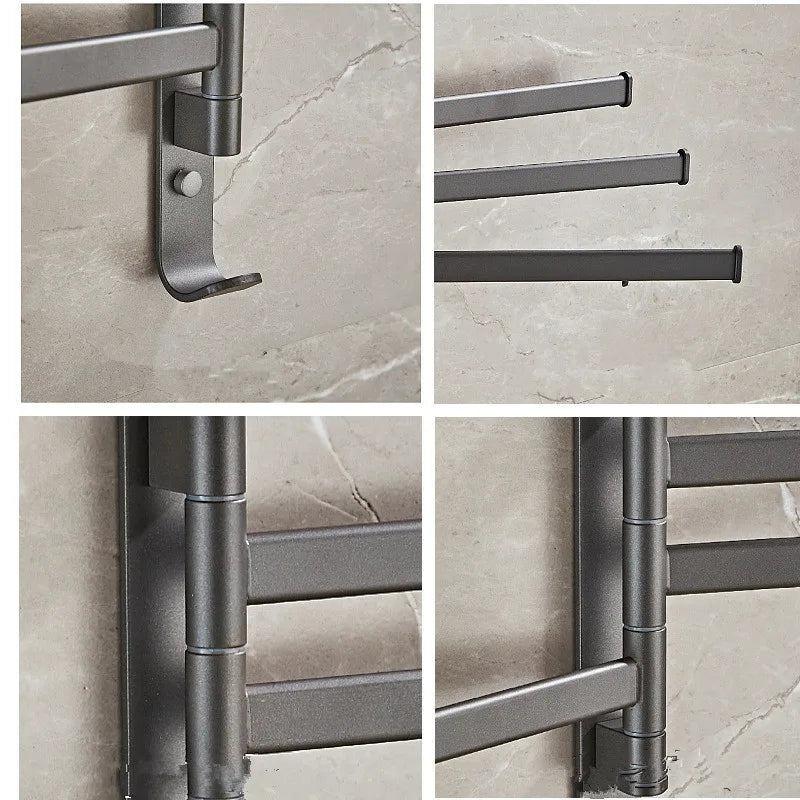 Decorbites™ Grauer Aluminium-Drehhandtuchhalter: Wandmontierter klappbarer Badehandtuchhalter