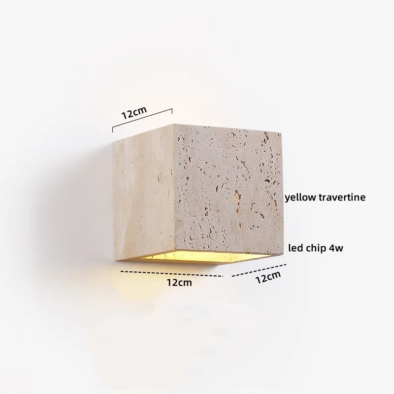 Decorbites™ LED Wandlampe Gelber Travertin-Stein Schlafzimmer Arbeitszimmer Café Holz Basis Treppenlicht