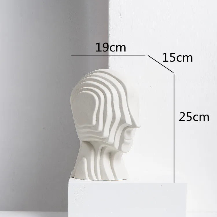 DecorBites™ Geometric Ceramic Head Sculpture | Golden Alien Figurine