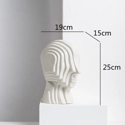 DecorBites™ Geometric Ceramic Head Sculpture | Golden Alien Figurine