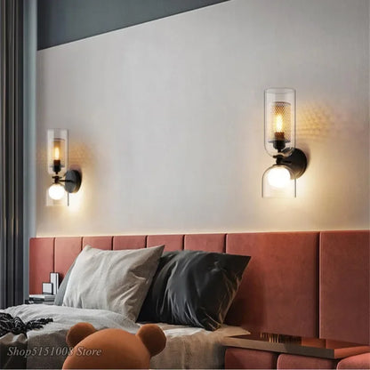 Decorbites™ Doppeltköpfige Eisennetz-Glas-Wandlampe für moderne Beleuchtung und Heimdekoration