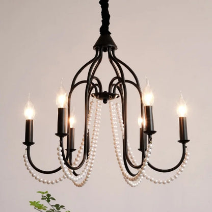 Decorbites™ Schwarze E14 Kerzen-Kronleuchter: Französisches Pendellicht für das Wohnzimmer zur Heimdekoration
