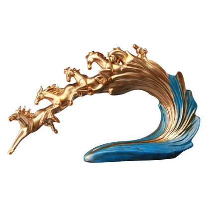 Decorbites™ Galoppierendes Pferd Luxus-Skulptur: Elegante Dekoration für Büro, Wohnzimmer & Geschäft.