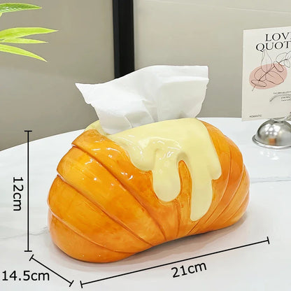 Decorbites™ Croissant Keramik-Papiertuchbox: Charmantes Tischdekorationselement für Couchtisch und Nachttisch