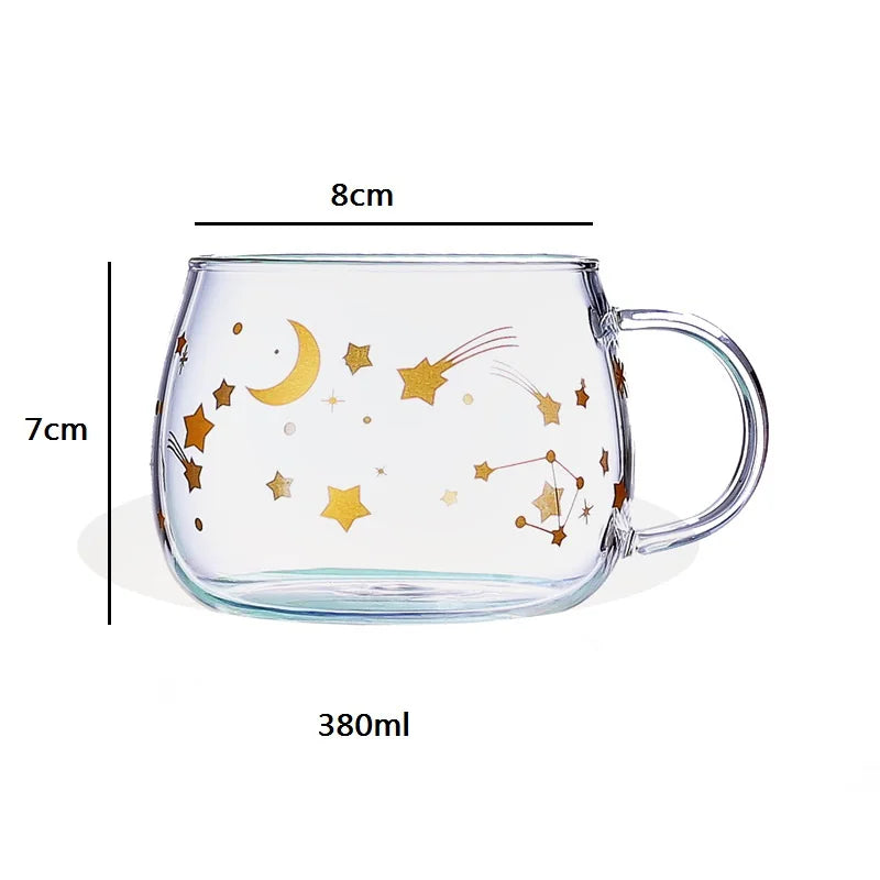 Decorbites™ Süße Brief-Glasbecher, 380ml: Erdbeerentee-Kaffee-Tasse, Frühstücks-Milch-Getränkeutensil