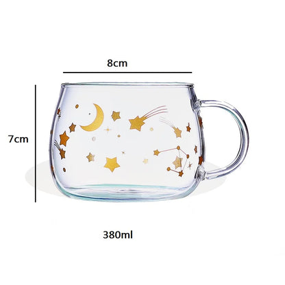 Decorbites™ Süße Brief-Glasbecher, 380ml: Erdbeerentee-Kaffee-Tasse, Frühstücks-Milch-Getränkeutensil