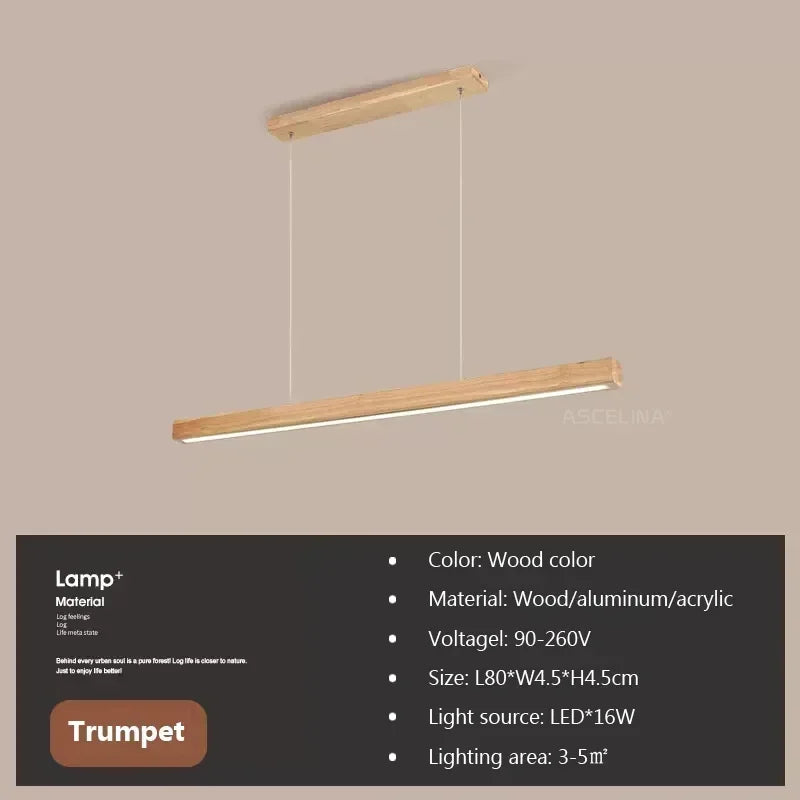 Nordic Linear Wood LED Pendant Light