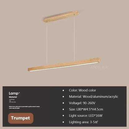 Nordic Linear Wood LED Pendant Light