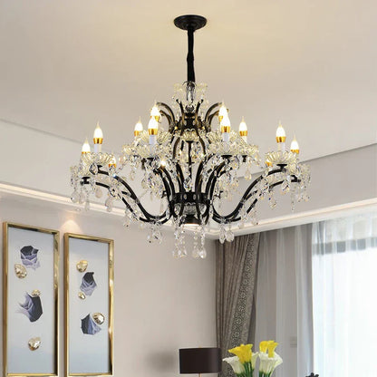 DecorBites™ Crystal Candle Chandelier Lighting: Farmhouse Dining Kitchen Pendant Lamp