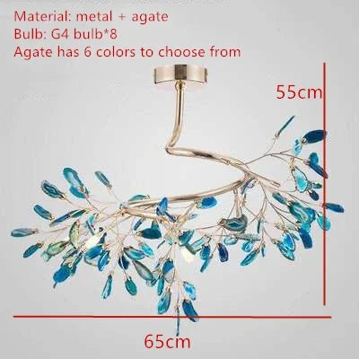 Decorbites™ Bunte Achat-LED-Kronleuchter: Blattförmige Pendelleuchte für romantisches Raumdekoration