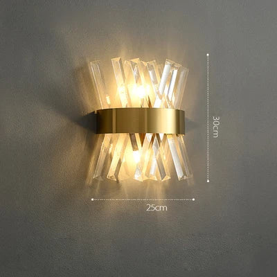 Decorbites™ Art-Deco-Edelstahl-Kristall-LED-Wandleuchte Schwarz Gold Schlafzimmer Flur