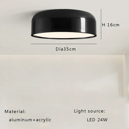 DecorBites™ Italian Minimalist Round LED Ceiling Lamp Black White Bedroom Light