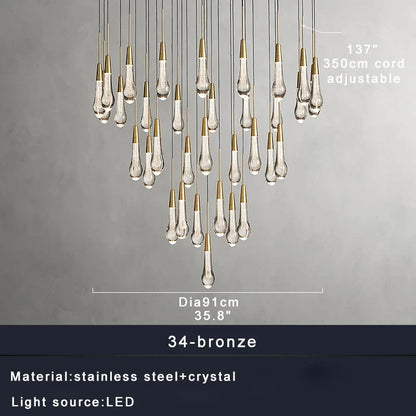 DecorBites™ Crystal Water-drop Chandelier Light Fixture - Luxury Stairwell Decor