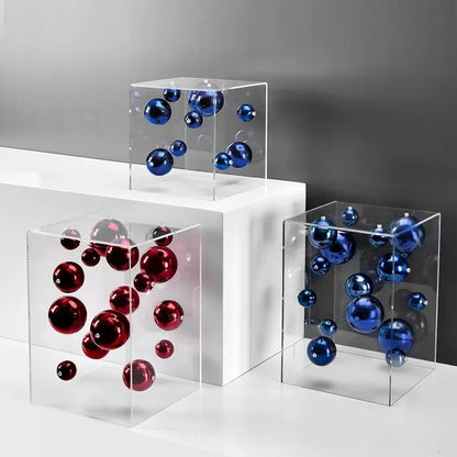 Decorbites™ Abstrakte Metallkugel-Kunstwerke in transparenten Acrylbehälterboxen