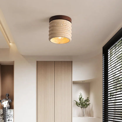 Decorbites™ LED Holz Gelber Travertin Deckenleuchte – Moderner Stil für die Hausdekoration