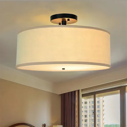 DecorBites™ Country Fabric LED Ceiling Light, Modern Wrought Iron Chandelier for Dining Room