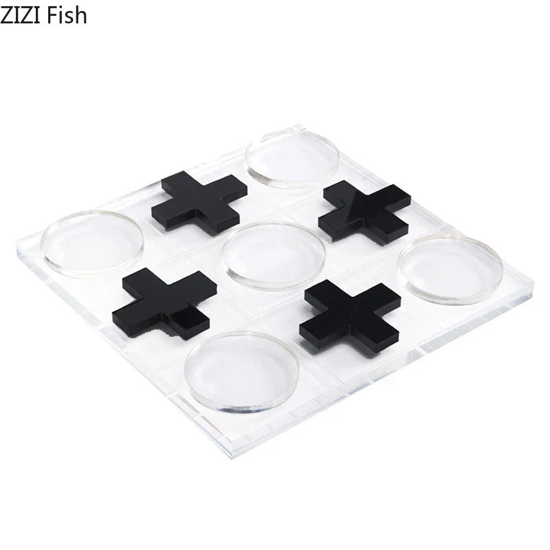 Decorbites™ Acryl-Tic-Tac-Toe-Schachbrett-Set: Geometrische Kunstwerke Ornamente & Schachfiguren