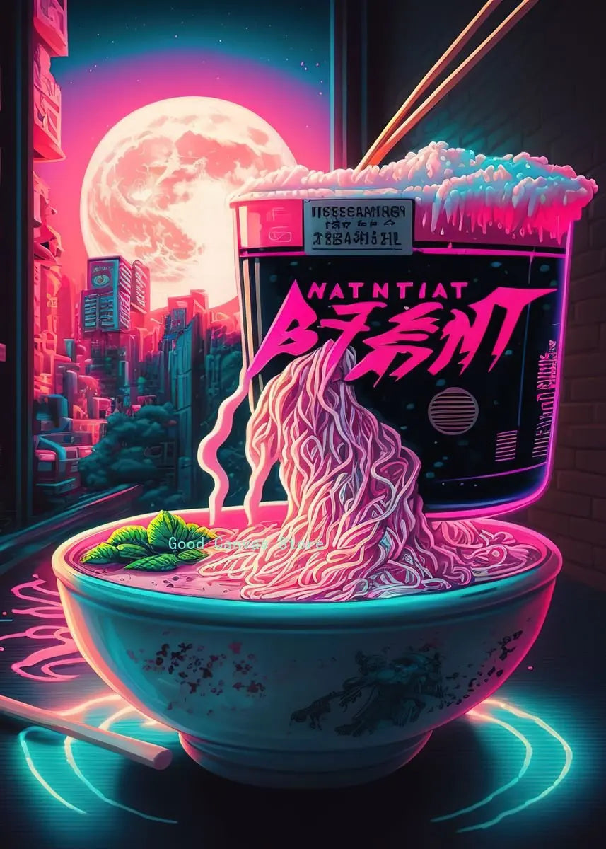 DecorBites™ Japanese Food Neon Posters Canvas Painting for Home Kitchen Decor