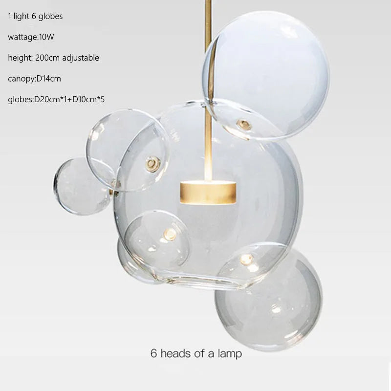 DecorBites™ Glass Bubble Ball LED Chandelier Mickey Light for Restaurant, Bar, and Store