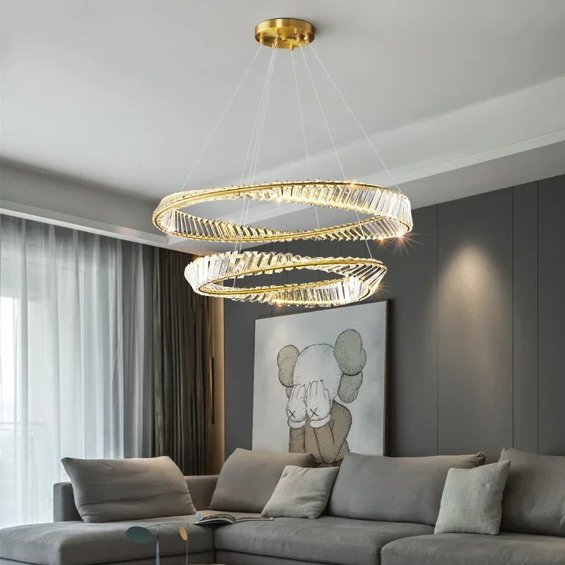 Decorbites™ DNA-Spirale Kristall-Lüster LED-Ring-Design für luxuriöses Wohnzimmer