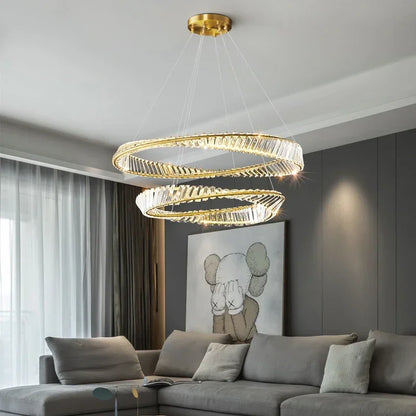 Decorbites™ DNA-Spirale Kristall-Lüster LED-Ring-Design für luxuriöses Wohnzimmer